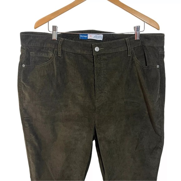 Old Navy Corduroy Pant Plus 18 Extra High-Rise Kicker Boot Cut Olive Green - Picture 2 of 7